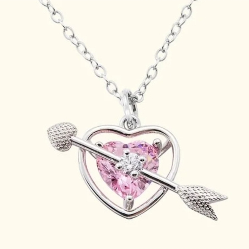 Heart Arrow Pink Pendant Necklace